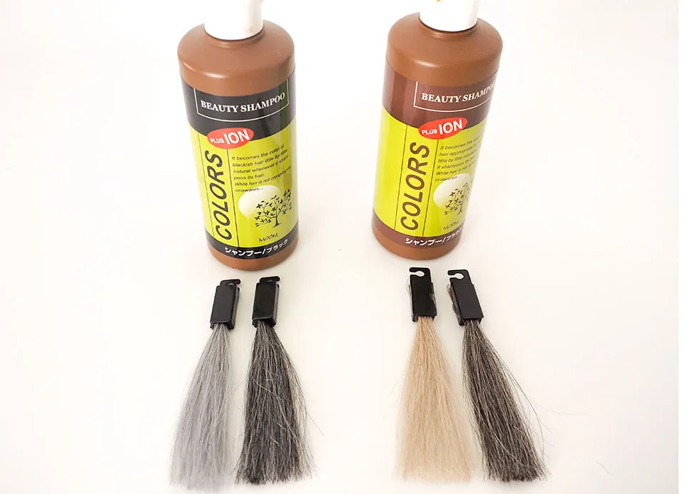モデムビューティーのボトルと染毛写真