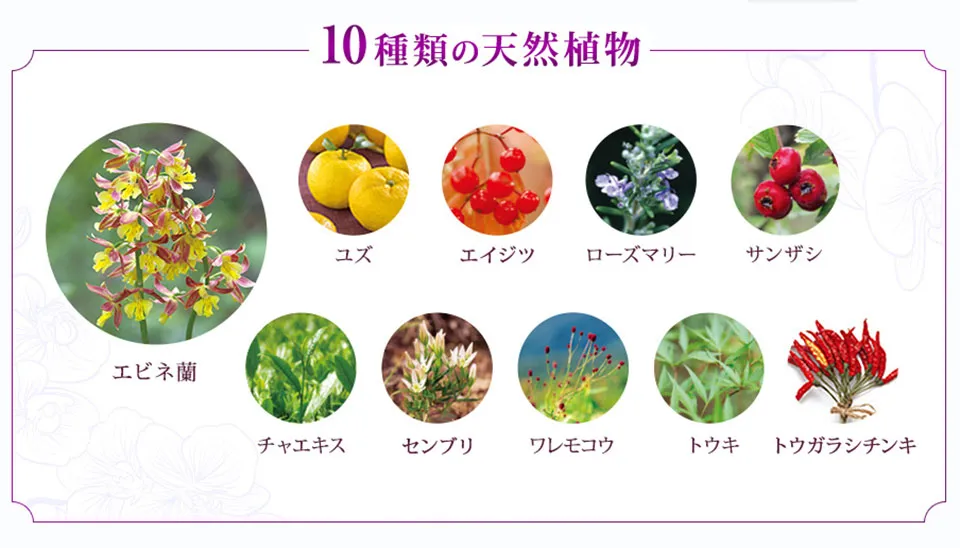 花蘭咲に配合されている植物エキス10種の画像