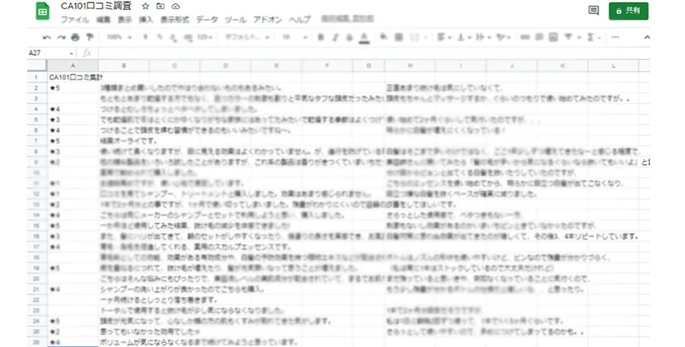 CA101口コミ集計画像