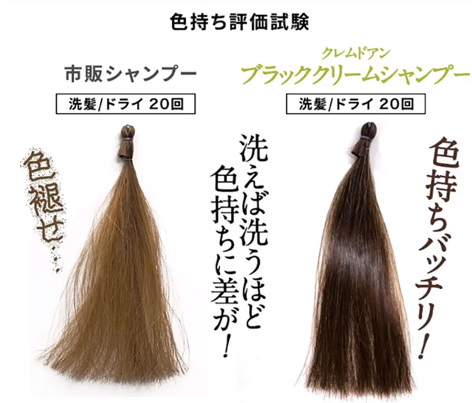 クレムドアンブラックシャンプーのカラー持ち比較3