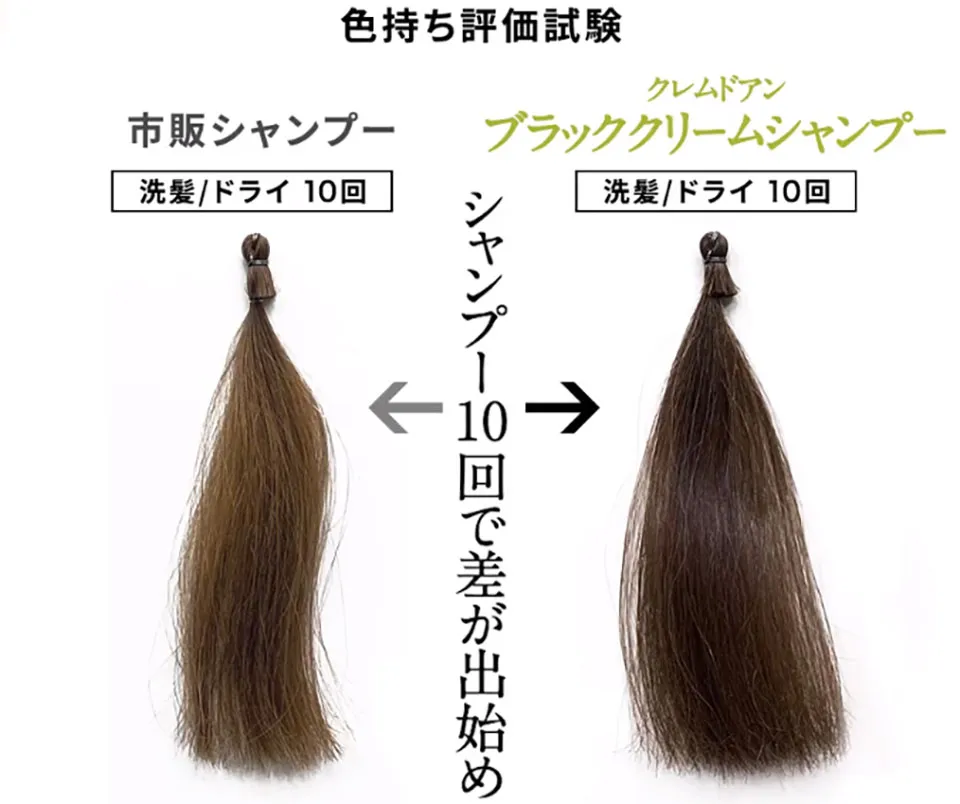 クレムドアンブラックシャンプーのカラー持ち比較2