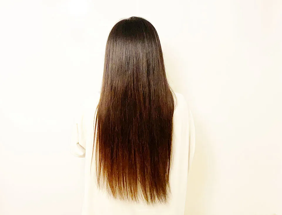 クレムドアン使用後に髪を乾かした写真