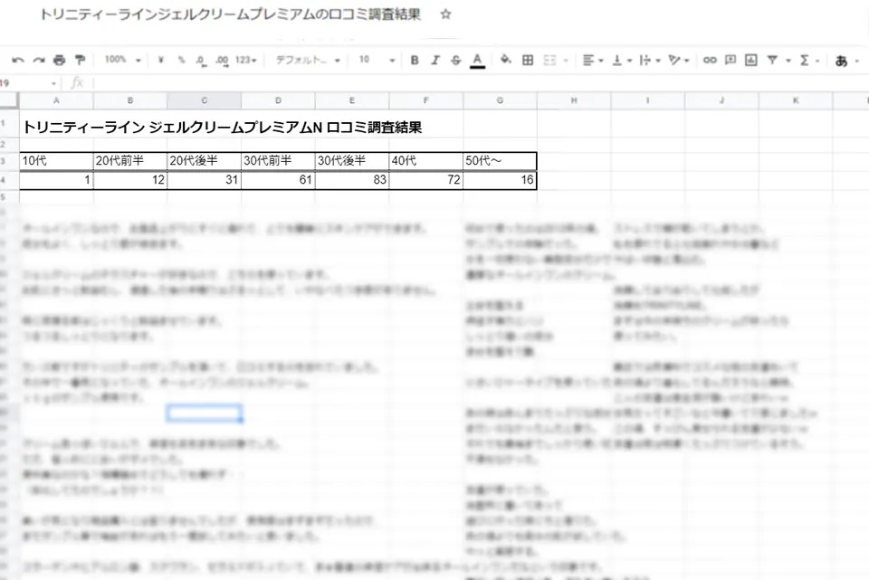 トリニティーライン口コミ調査結果のスクリーンショット