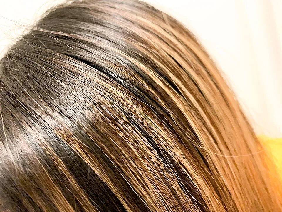 haruシャンプーを使用した後の毛髪の状態の写真