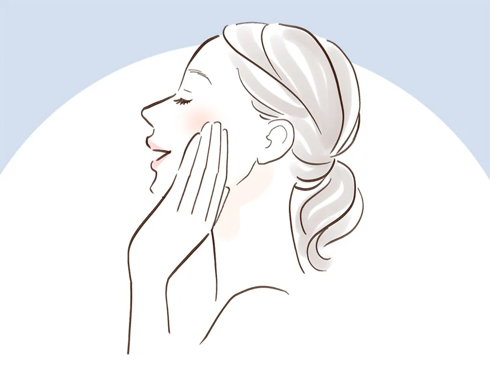 肌の違いを感じる女性のイラスト