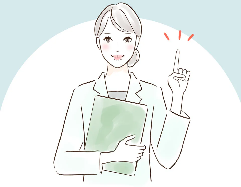 スキンケアを教える女性のイラスト