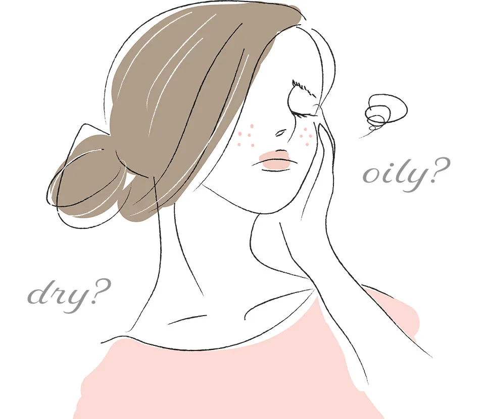 混合肌に悩む女性のイラスト