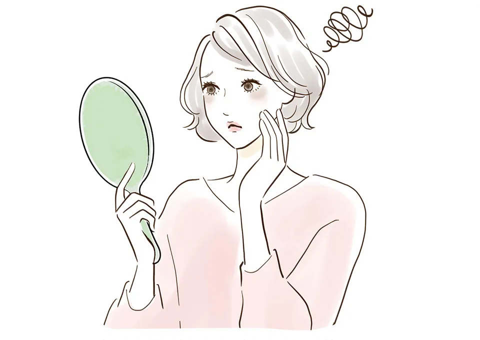 肝斑で悩む女性のイラスト