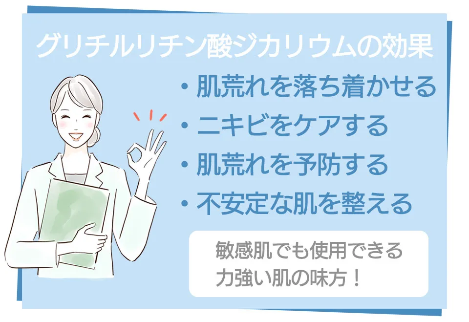 グリチルリチン酸の効果と女性のイラスト