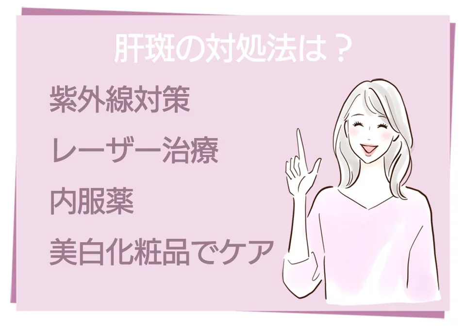 肝斑の対処法を紹介する女性のイラスト