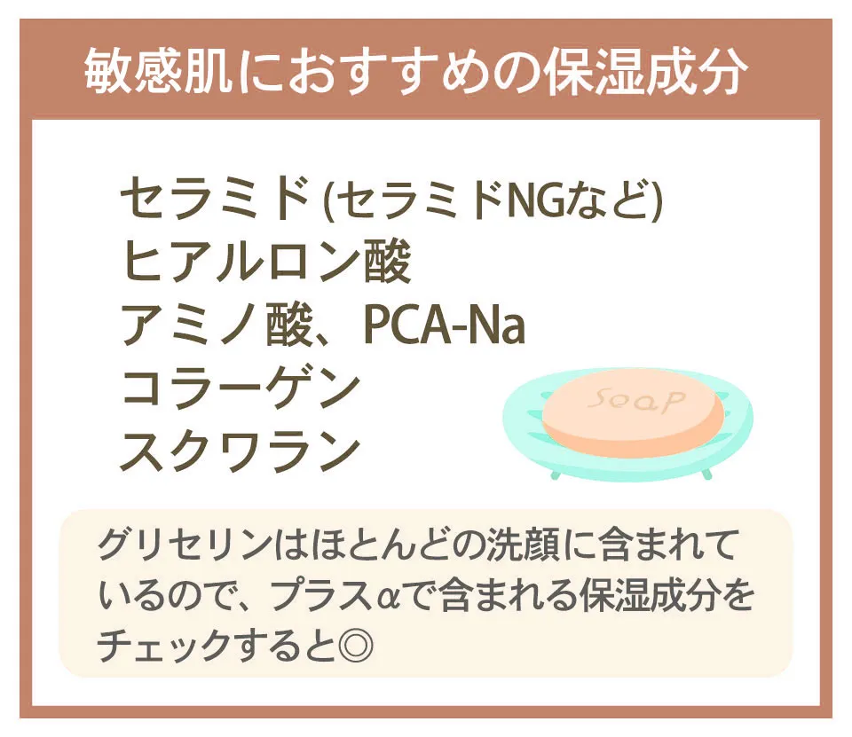 敏感肌洗顔保湿成分解説イラスト