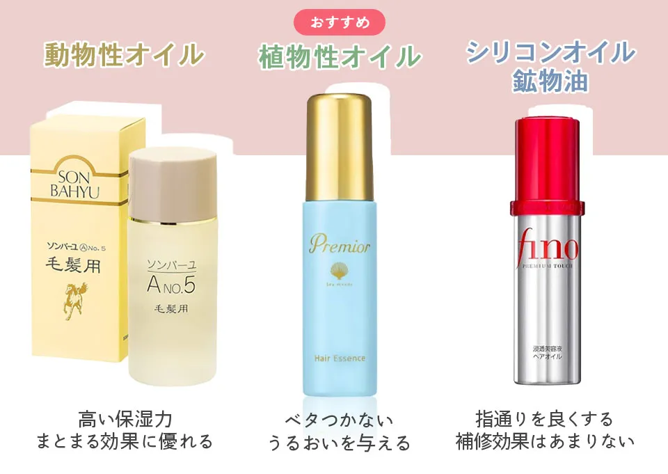 ヘアオイルのオイル成分解説イラスト