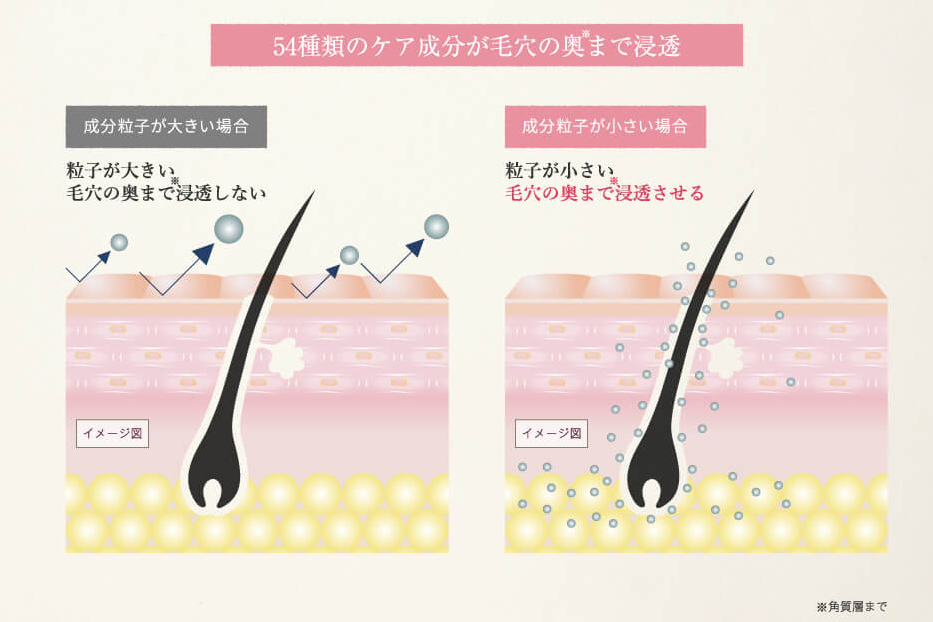 54種類のケア成分が毛穴の奥まで浸透