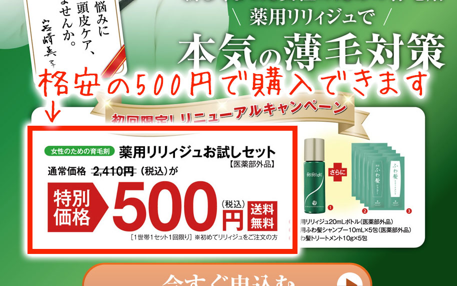 リリィジュ500円セットの内容