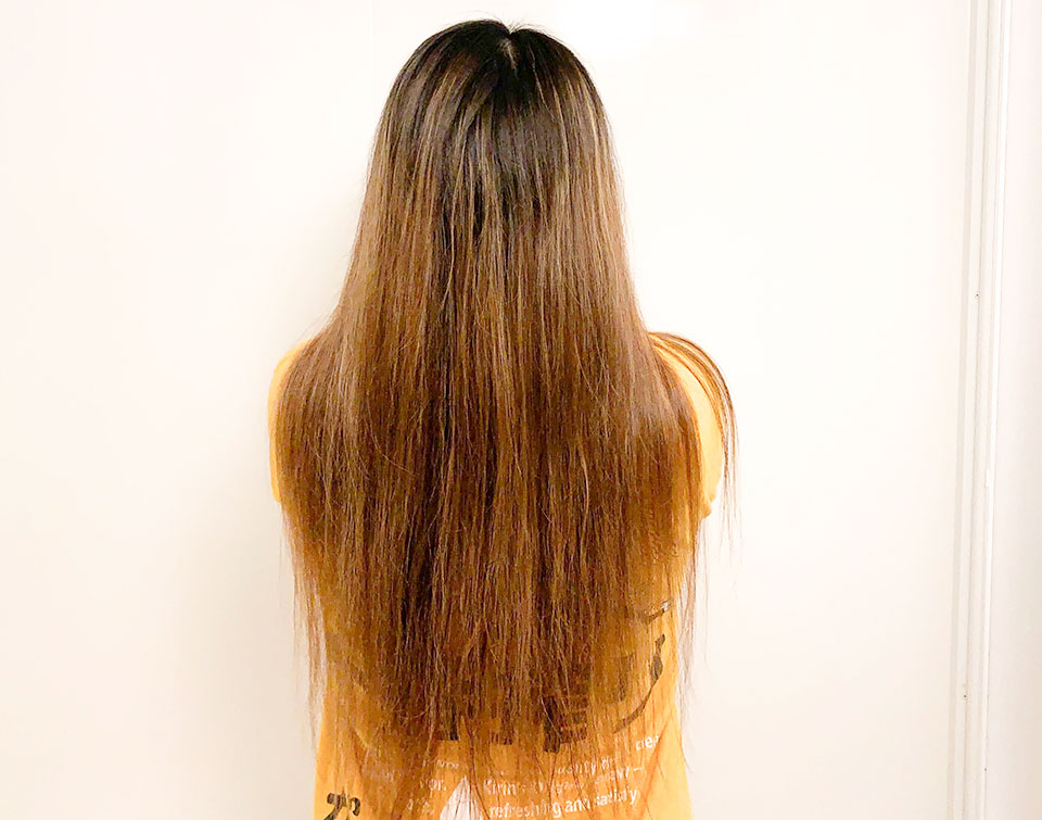 haruシャンプーを使用した後の毛髪の状態の写真