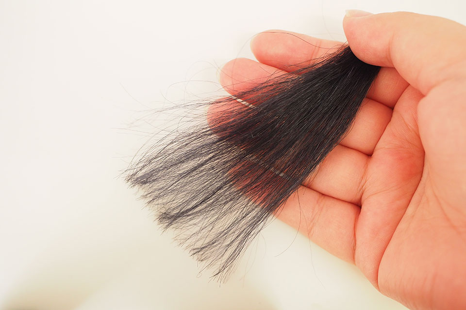 リライズ髪色シャンプーを使った後の毛束