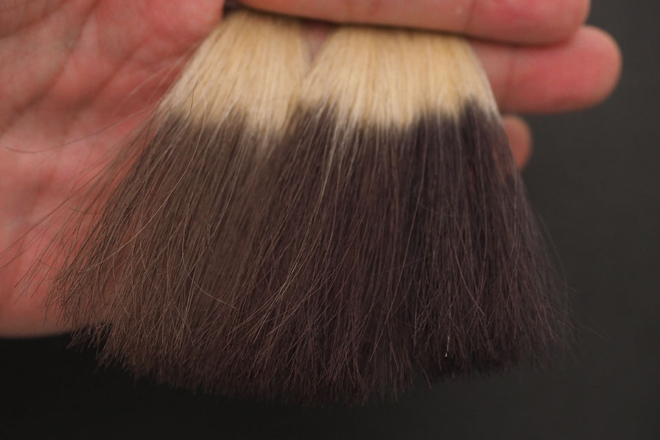 ダークブラウンを5分、15分、30分の置き時間で比較