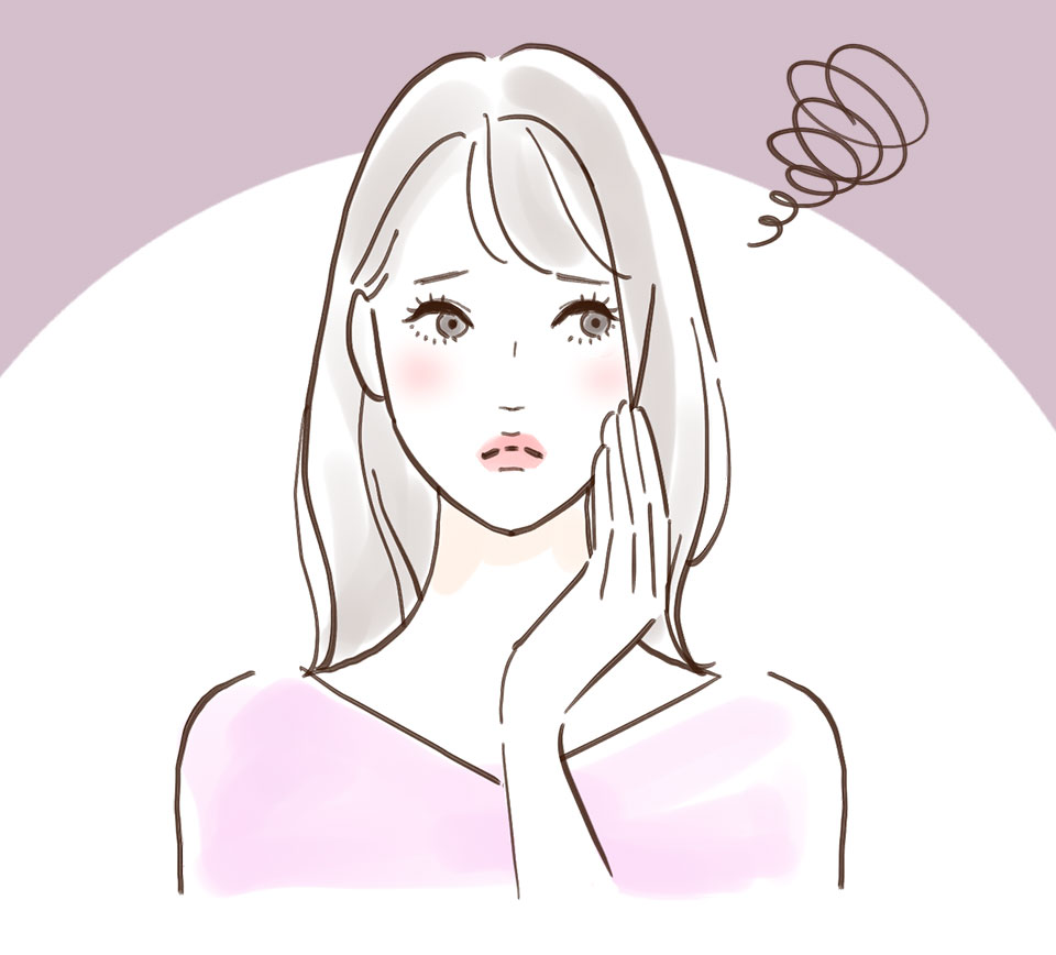肌に不安がある女性のイラスト
