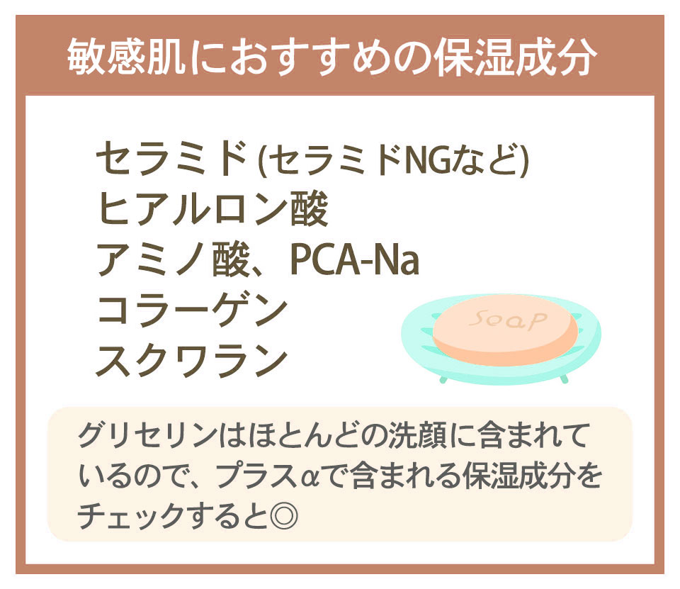 敏感肌洗顔保湿成分解説イラスト