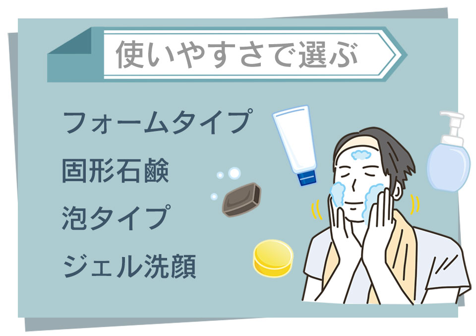 メンズが洗顔を選ぶイラスト